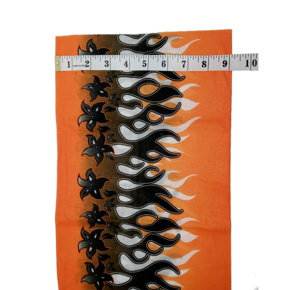 Orange Black Bandana Flames Face Mask Neck Gaiter Do Rag Halloween Costume - Picture 5 of 12